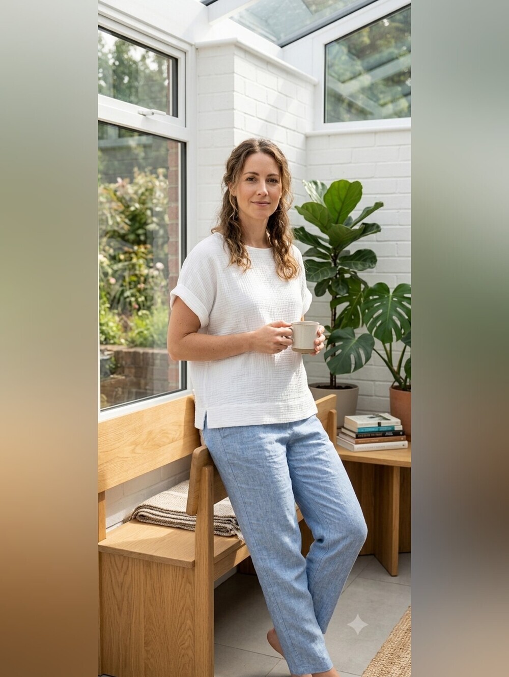 Gloria Vanderbilt White Textured Boxy Tunic Top